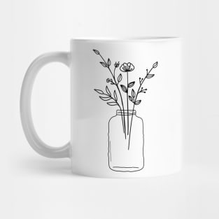 line drawing flowers Mug